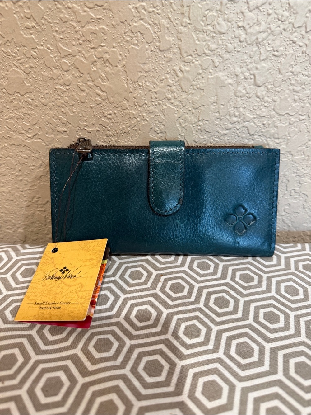 Patricia Nash Teal Leather Zip & Snap Wallet
